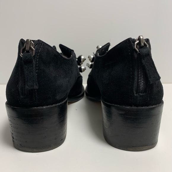 Louise et Cie size 7 black suade loafer oxfords shoes pearl zip back - Picture 5 of 10
